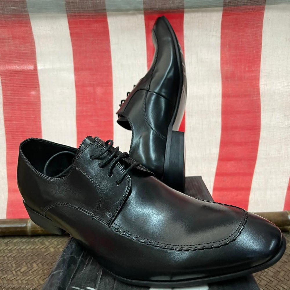 NWB Encore by Fiesso genuine real Leather Shoes loafers  FI6630 black calf